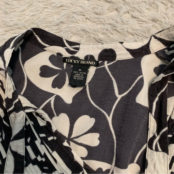 Lucky Brand Hearts and Clovers Black and White Floral Dress Women’s Medium - Picture 12 of 12